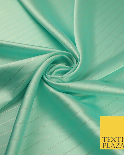 16 COLOURS - Fine Lurex Striped Silky Smooth Sateen Satin Fabric Drape Lining