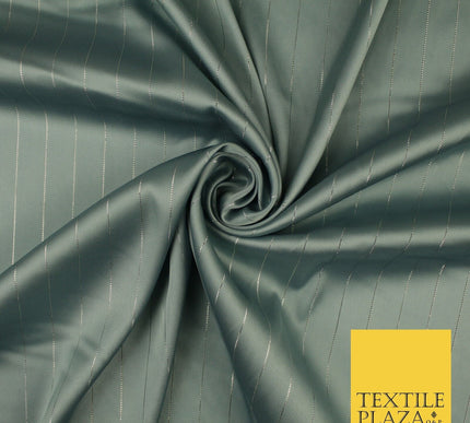 16 COLOURS - Fine Lurex Striped Silky Smooth Sateen Satin Fabric Drape Lining