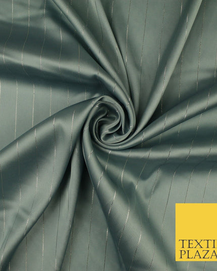 16 COLOURS - Fine Lurex Striped Silky Smooth Sateen Satin Fabric Drape Lining