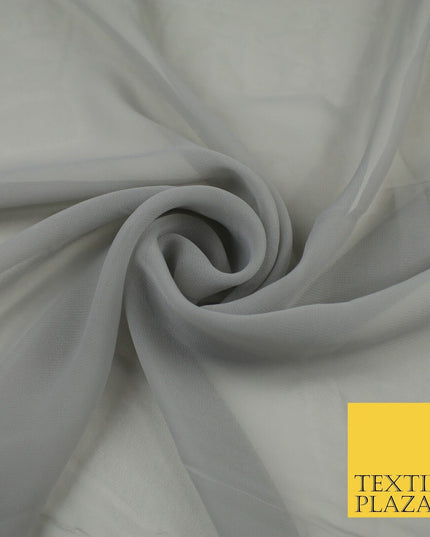 16 COLOURS Premium Plain Dyed Chiffon Fine Soft Georgette Sheer Dress Fabric 58"