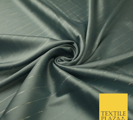 16 COLOURS - Fine Lurex Striped Silky Smooth Sateen Satin Fabric Drape Lining