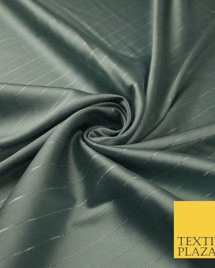 16 COLOURS - Fine Lurex Striped Silky Smooth Sateen Satin Fabric Drape Lining