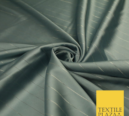 16 COLOURS - Fine Lurex Striped Silky Smooth Sateen Satin Fabric Drape Lining