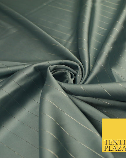 16 COLOURS - Fine Lurex Striped Silky Smooth Sateen Satin Fabric Drape Lining