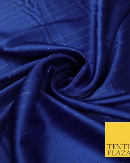 16 COLOURS - Fine Lurex Striped Silky Smooth Sateen Satin Fabric Drape Lining
