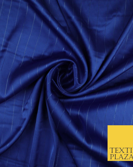 16 COLOURS - Fine Lurex Striped Silky Smooth Sateen Satin Fabric Drape Lining