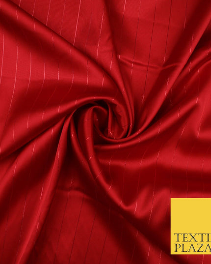 16 COLOURS - Fine Lurex Striped Silky Smooth Sateen Satin Fabric Drape Lining