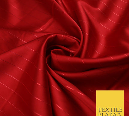 16 COLOURS - Fine Lurex Striped Silky Smooth Sateen Satin Fabric Drape Lining