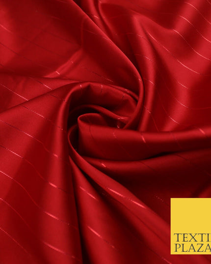 16 COLOURS - Fine Lurex Striped Silky Smooth Sateen Satin Fabric Drape Lining