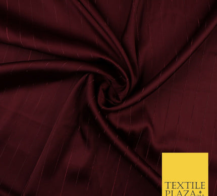 16 COLOURS - Fine Lurex Striped Silky Smooth Sateen Satin Fabric Drape Lining