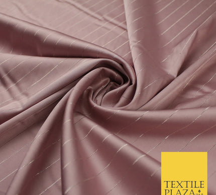 16 COLOURS - Fine Lurex Striped Silky Smooth Sateen Satin Fabric Drape Lining