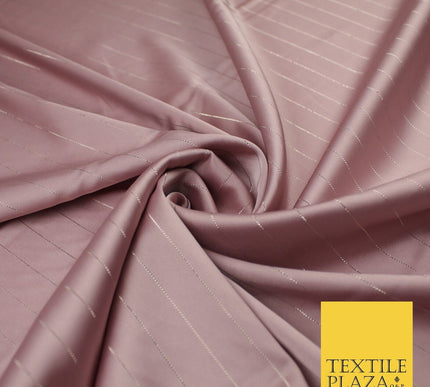 16 COLOURS - Fine Lurex Striped Silky Smooth Sateen Satin Fabric Drape Lining