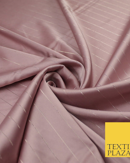 16 COLOURS - Fine Lurex Striped Silky Smooth Sateen Satin Fabric Drape Lining