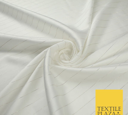 16 COLOURS - Fine Lurex Striped Silky Smooth Sateen Satin Fabric Drape Lining