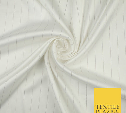 16 COLOURS - Fine Lurex Striped Silky Smooth Sateen Satin Fabric Drape Lining