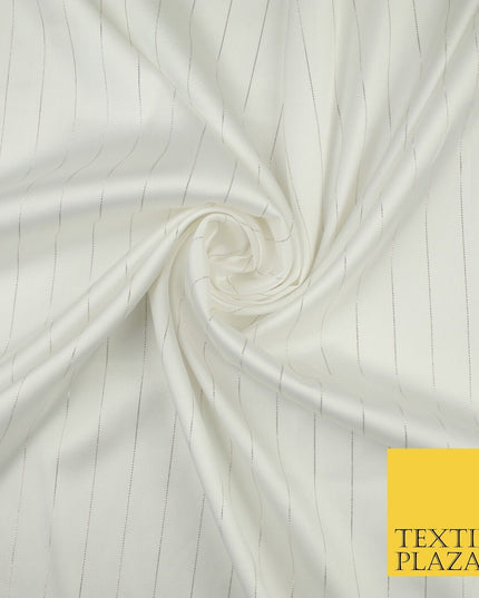 16 COLOURS - Fine Lurex Striped Silky Smooth Sateen Satin Fabric Drape Lining