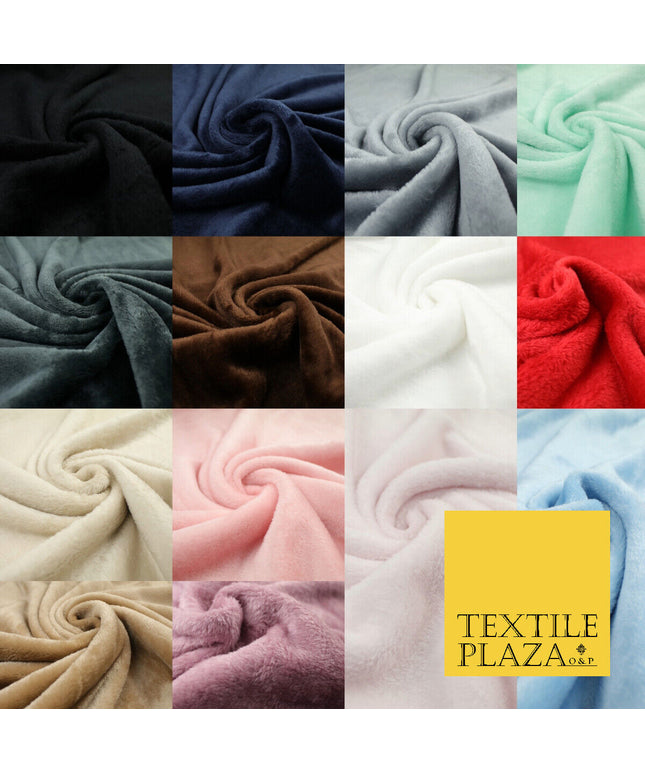 14 COLOURS - Premium Soft Double Sided Cuddle Fleece Fabric Material - 300GSM
