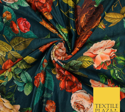 Jade Teal Artsy Floral Printed Micro Velvet Velour Non Stretch Dress F – Textile Plaza