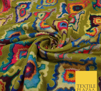 Bright Multicolour Batik Printed Soft Micro Velvet Velour Non Stretch Fabric
