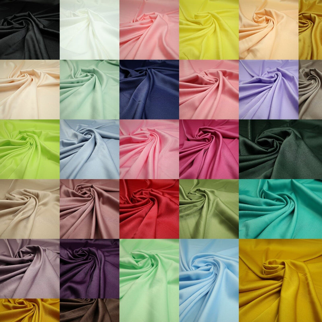 29 COLOURS- Silky Smooth Stretch Twinkle Sparkle Satin Dress Fabric Drape Lining