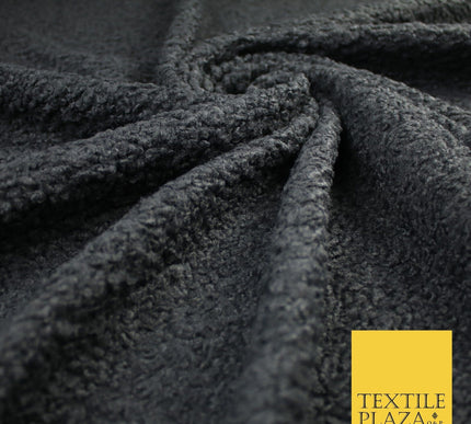 3 COLOURS - Premium Plain Textured Bouclé Sherpa Fur Fabric Material 57"