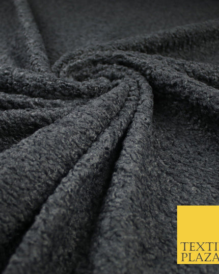 3 COLOURS - Premium Plain Textured Bouclé Sherpa Fur Fabric Material 57"