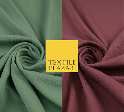 Sage Green / Rose Pink Premium Plain Bubble Crepe Dress Fabric 58"