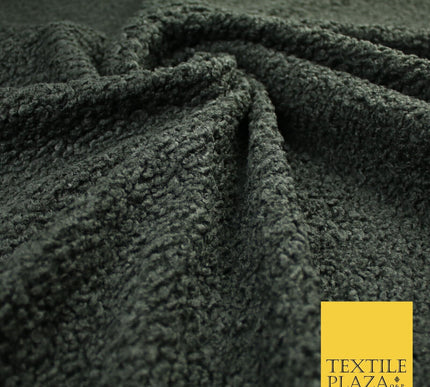 3 COLOURS - Premium Plain Textured Bouclé Sherpa Fur Fabric Material 57"