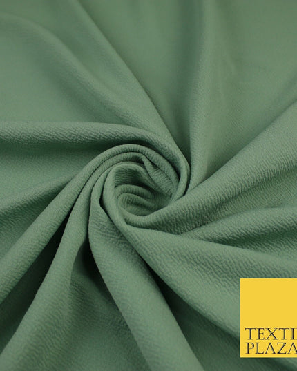 Sage Green / Rose Pink Premium Plain Bubble Crepe Dress Fabric 58"