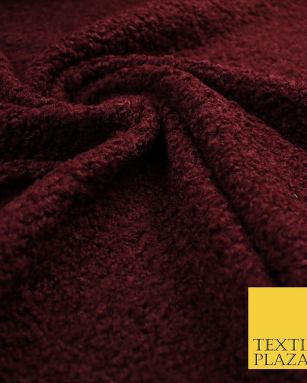 3 COLOURS - Premium Plain Textured Bouclé Sherpa Fur Fabric Material 57"
