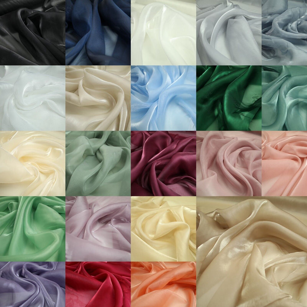 22 COLOURS - Soft Crystal Organza Shimmer Sheer Voile Draping Veil Dress Fabric