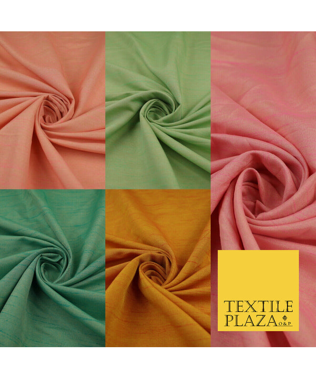 5 COLOURS Plain Two Tone Shot Dyed Faux Dupion Raw Silk Polyester Dress Fabric