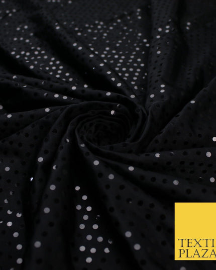 ALL BLACK Sequin Spotted Jersey Polyester Fabric 58" 9147