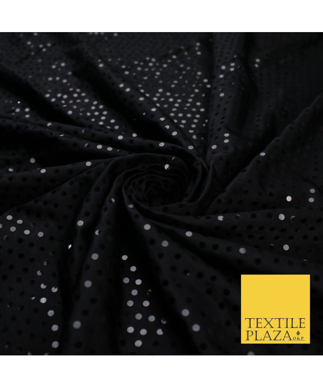 ALL BLACK Sequin Spotted Jersey Polyester Fabric 58" 9147