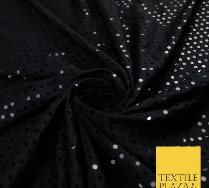 ALL BLACK Sequin Spotted Jersey Polyester Fabric 58" 9147