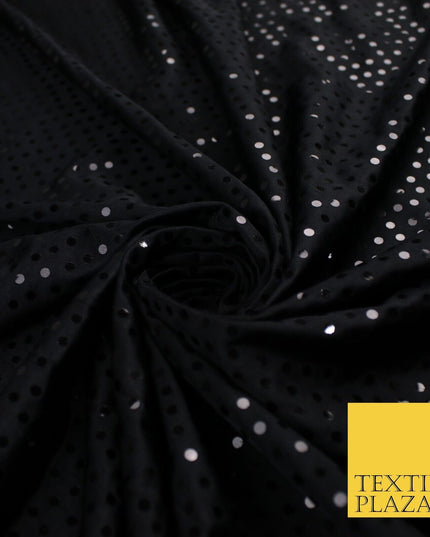 ALL BLACK Sequin Spotted Jersey Polyester Fabric 58" 9147