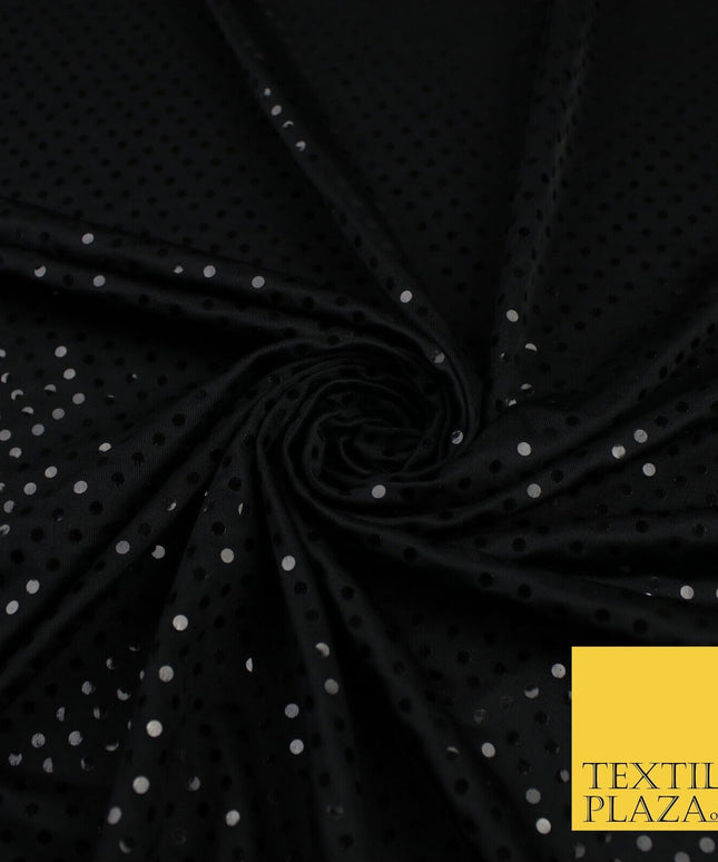 ALL BLACK Sequin Spotted Jersey Polyester Fabric 58" 9147