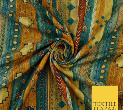 Multi African Artsy Striped Printed Micro Velvet Non Stretch Dress Fabric 9124