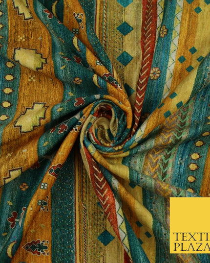 Multi African Artsy Striped Printed Micro Velvet Non Stretch Dress Fabric 9124