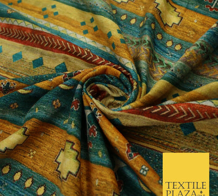 Multi African Artsy Striped Printed Micro Velvet Non Stretch Dress Fabric 9124