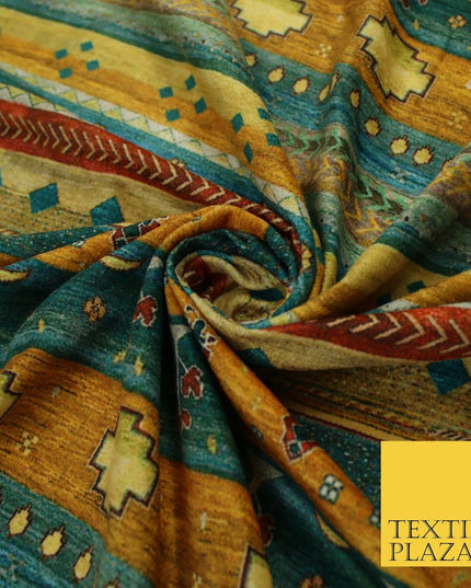Multi African Artsy Striped Printed Micro Velvet Non Stretch Dress Fabric 9124