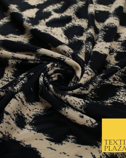 Vintage Look Animal Printed Micro Velvet Velour Non Stretch Dress Fabric 9122