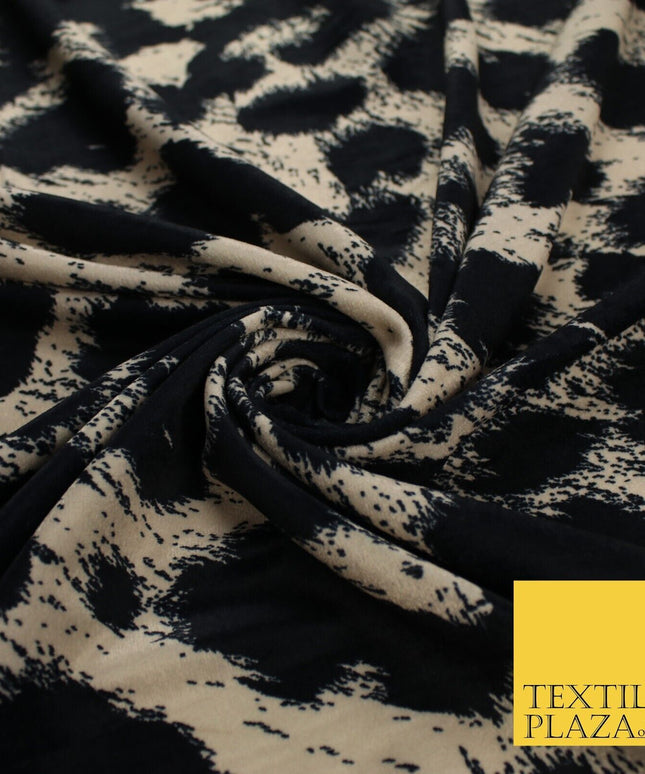 Vintage Look Animal Printed Micro Velvet Velour Non Stretch Dress Fabric 9122