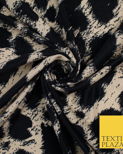Vintage Look Animal Printed Micro Velvet Velour Non Stretch Dress Fabric 9122
