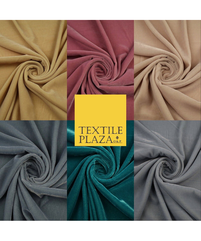 6 COLOURS - Soft Plain Non Stretch Micro Velvet Dress Fabric Material 54" Wide