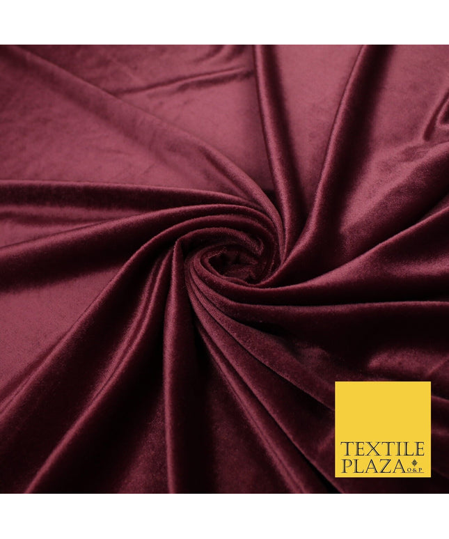 WINE BURGUNDY Soft Plain Velvet Velour Fabric Stretch Material - 45" Wide - 9107