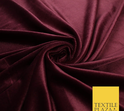 WINE BURGUNDY Soft Plain Velvet Velour Fabric Stretch Material - 45" Wide - 9107