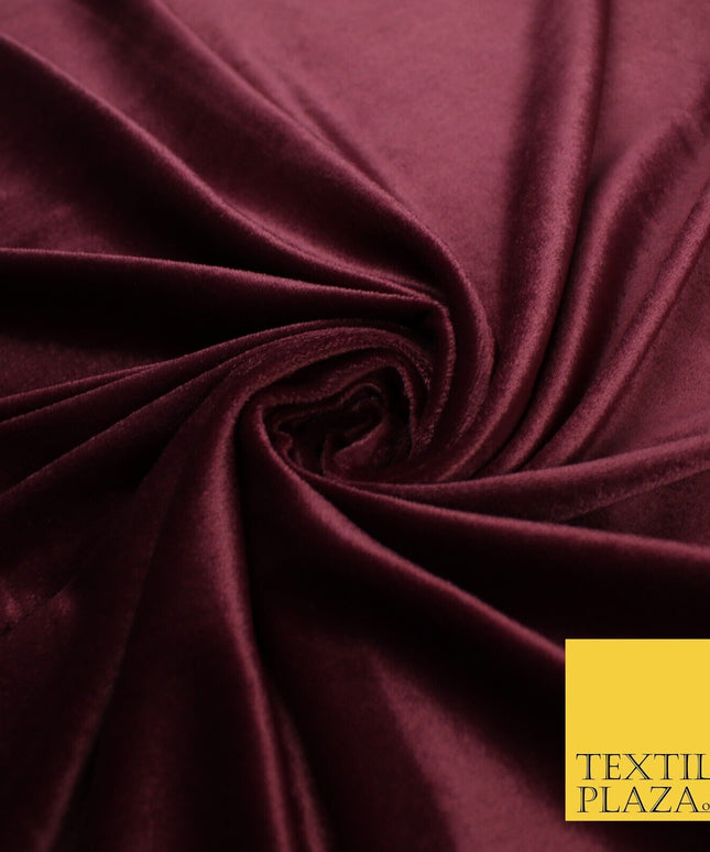 WINE BURGUNDY Soft Plain Velvet Velour Fabric Stretch Material - 45" Wide - 9107