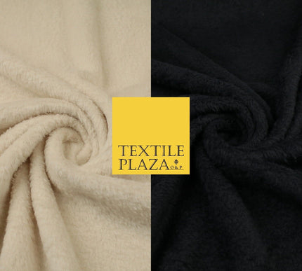 IVORY / BLACK Premium Super Soft Double Sided Cuddle Fleece Fabric Material 59"