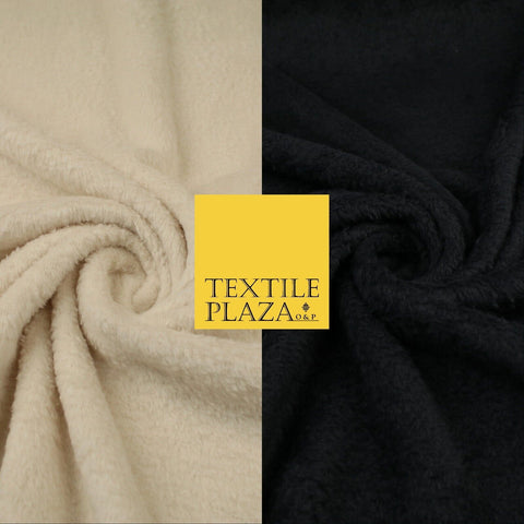 IVORY / BLACK Premium Super Soft Double Sided Cuddle Fleece Fabric Material 59"